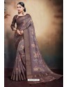 Wine Span Cotton Digital Printed Party Wear Saree