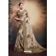 Light Beige Span Cotton Digital Printed Party Wear Saree