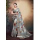 Light Grey Span Cotton Digital Printed Party Wear Saree