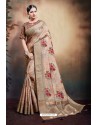 Beige Span Cotton Digital Printed Party Wear Saree