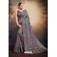 Dark Grey Span Cotton Digital Printed Party Wear Saree