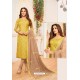 Corn And Beige Soft Silk Churidar Suit