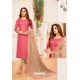 Hot Pink And Beige Soft Silk Churidar Suit