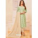 Sea Green And Cream Jacquard Silk Churidar Suit