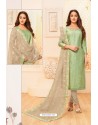 Sea Green And Taupe Modal Silk Designer Churidar Suit