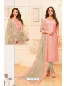 Pink And Taupe Modal Silk Designer Churidar Suit