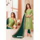 Green And Teal Modal Silk Designer Churidar Suit