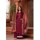 Maroon Pure Zam Cotton Party Wear Palazzo Suit