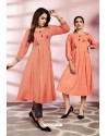 Peach Designer Party Wear Readymade Kurti