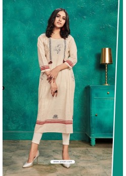 Off White Designer Party Wear Readymade Kurti