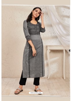 Dark Grey Designer Party Wear Readymade Kurti