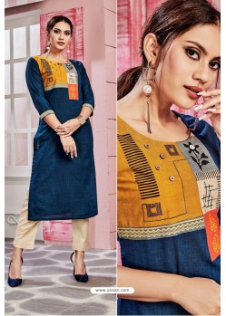 Peacock Blue Designer Party Wear Readymade Kurti