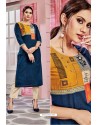 Peacock Blue Designer Party Wear Readymade Kurti