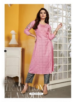 Light Pink Designer Party Wear Readymade Kurti