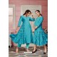 Turquoise Blue Designer Party Wear Readymade Kurti