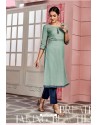 Grayish Green Designer Party Wear Readymade Kurti