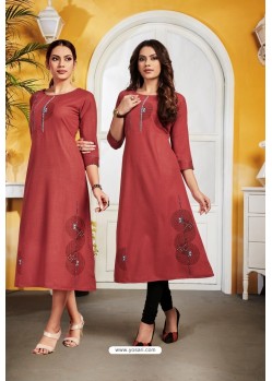 Red Designer Party Wear Readymade Kurti