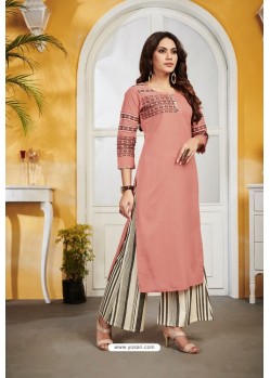 Pink Royal Linen Party Wear Readymade Kurti