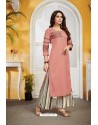 Pink Royal Linen Party Wear Readymade Kurti