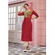 Red Rayon Party Wear Readymade Kurti