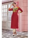 Red Rayon Party Wear Readymade Kurti