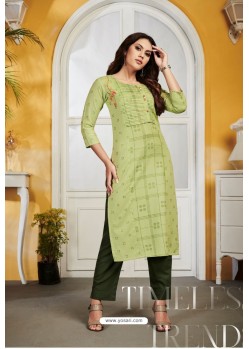 Green Rayon Party Wear Readymade Kurti