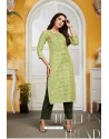 Green Rayon Party Wear Readymade Kurti