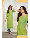 Parrot Green Cotton Party Wear Readymade Kurti