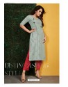 Grey Cotton Party Wear Readymade Kurti