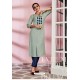 Light Grey Rayon Designer Party Wear Readymade Kurti