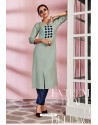 Light Grey Rayon Designer Party Wear Readymade Kurti