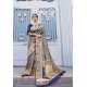 Navy And Golden Crystal Silk Latest Party Wear Saree