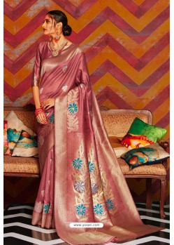 Old Rose Soft Crystal Silk Party Wear Saree