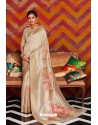 Light Beige Soft Crystal Silk Party Wear Saree