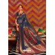 Navy Blue Soft Crystal Silk Party Wear Saree