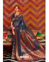 Navy Blue Soft Crystal Silk Party Wear Saree