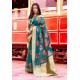 Teal Pure Taspa Silk Designer Saree