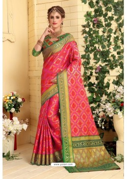 Rani Pink Silk Jacquard Work Designer Saree