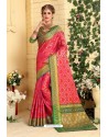 Rani Pink Silk Jacquard Work Designer Saree