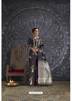 Black Silk Jacquard Work Designer Saree