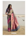 Grey Silk Jacquard Work Designer Saree