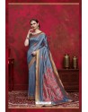 Latest Grey Silk Jacquard Work Designer Saree