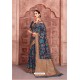 Dark Blue Silk Jacquard Work Designer Saree