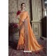 Orange Designer Party Wear Satin Silk Saree