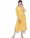 Yellow Designer Casual Wear Cambric Cotton Kurti