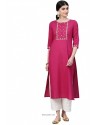 Rani Pink Designer Casual Wear Cambric Cotton Kurti