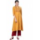 Mustard Designer Casual Wear Cambric Cotton Kurti