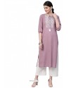 Lavender Designer Casual Wear Cambric Cotton Kurti