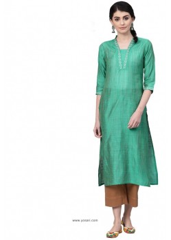 Jade Green Designer Casual Wear Cambric Cotton Kurti