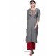 Grey Designer Casual Wear Cambric Cotton Kurti